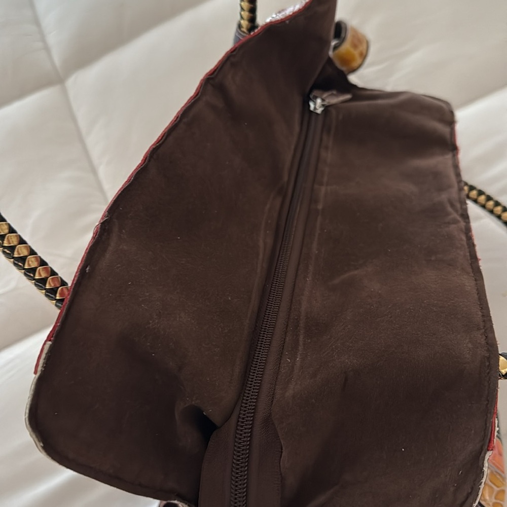 Multicolored leather Bag with Vibrant Stripes of croc-embossed leather - Picture 3 of 4